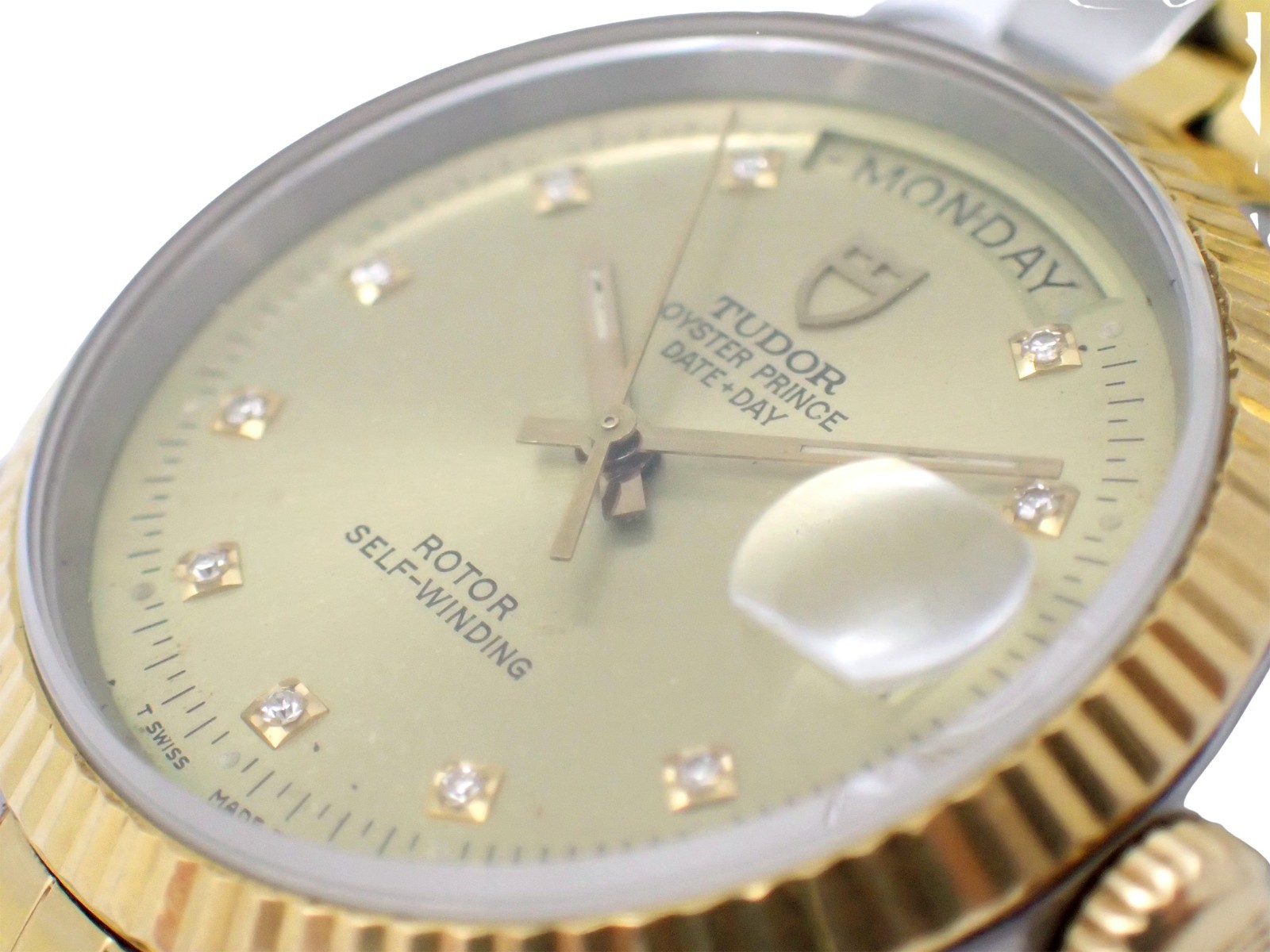 TUDOR Oyster Prince Date + Day Rotor Automatic DayDate Watch Gold Dial 76213