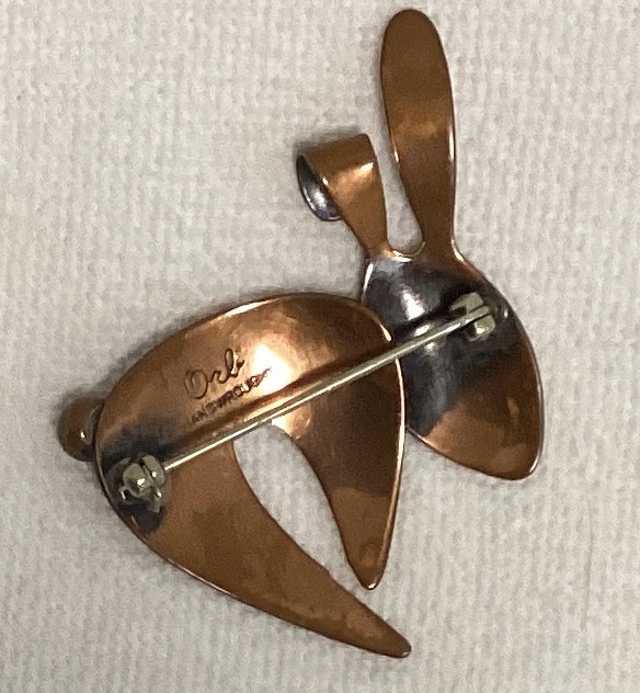 Vintage Signed Otto Robert Bade Copper Rabbit Bunny Pin 1960’s