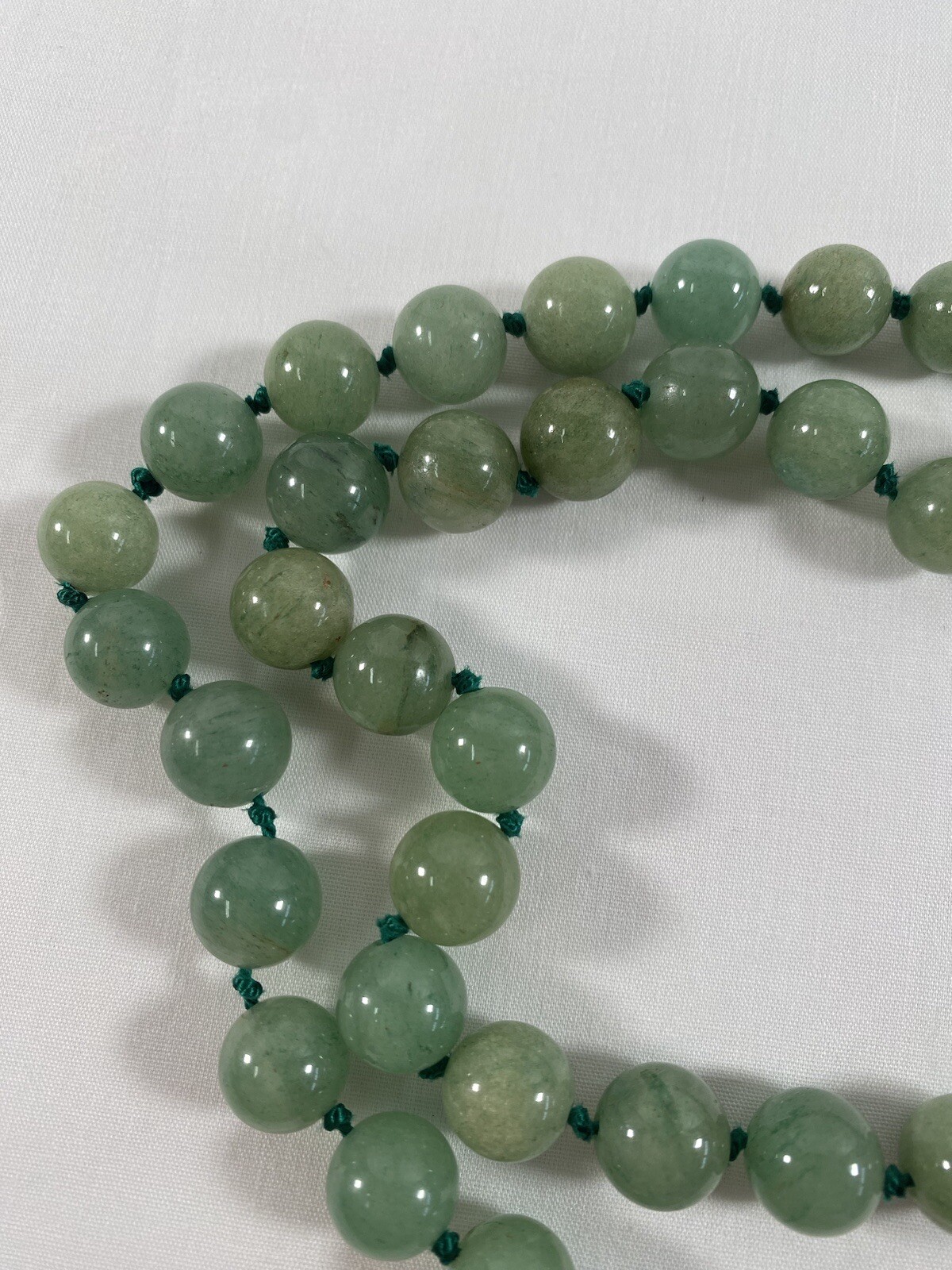 Nature Green Jade 翡翠玉 Round Gemstone 61 Beads Long Necklace 33 inch 10 mm 140g#1