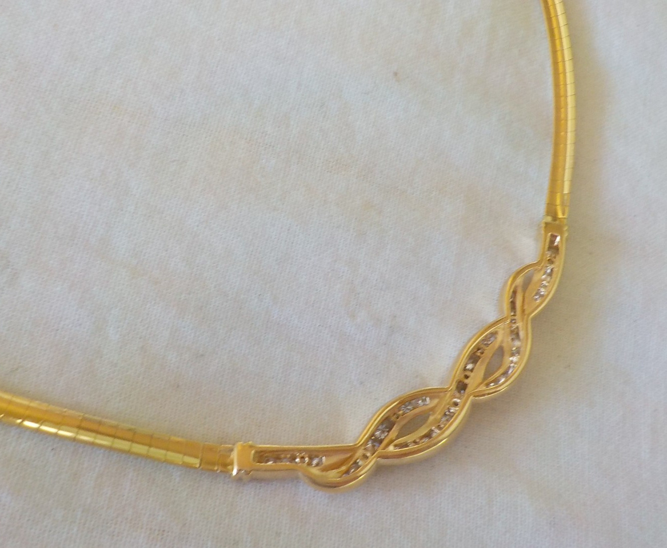 Elegant 14K Yellow Gold Braid Collar Diamond Necklace – 20.8 gm, 16.3 in, 0.80ct