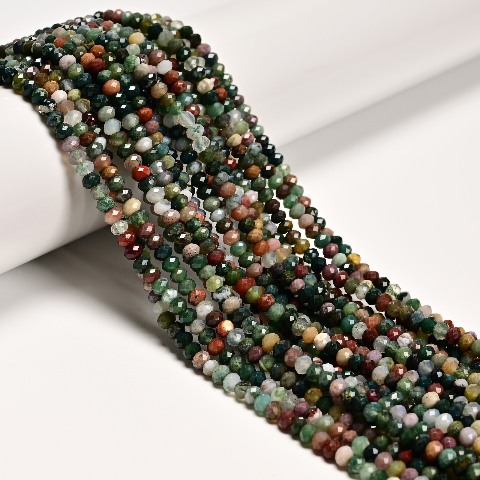 Natural Indian Agate Faceted Rondelle Beads Size 3x4mm 15.5″ Strand