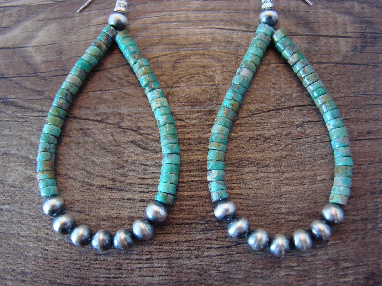 Navajo Indian Turquoise Desert Pearl Dangle Earrings by Doreen Jake