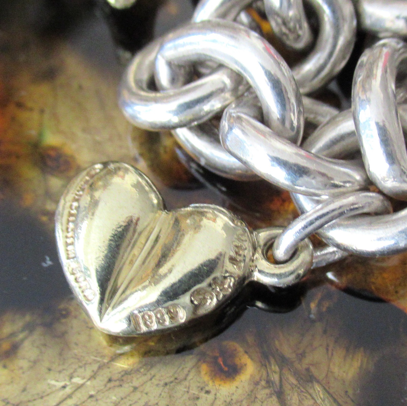 Barry Kieselstein Cord Solid 14k Gold & Sterling Charm Bracelet Alligator Heart