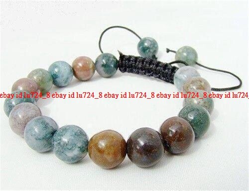 6/8/10mm Natural Indian Multi-Color Agate Round Beads Gems Shambhala Bracelet