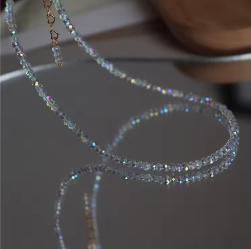 Natural Labradorite Moonstone 4mm Round Beaded Choker Minimalist Dainty Necklace