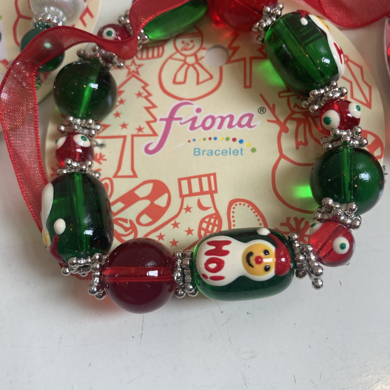Hand Painted Christmas Bracelets New 5 In Lot Fiona Snowmen Red Green