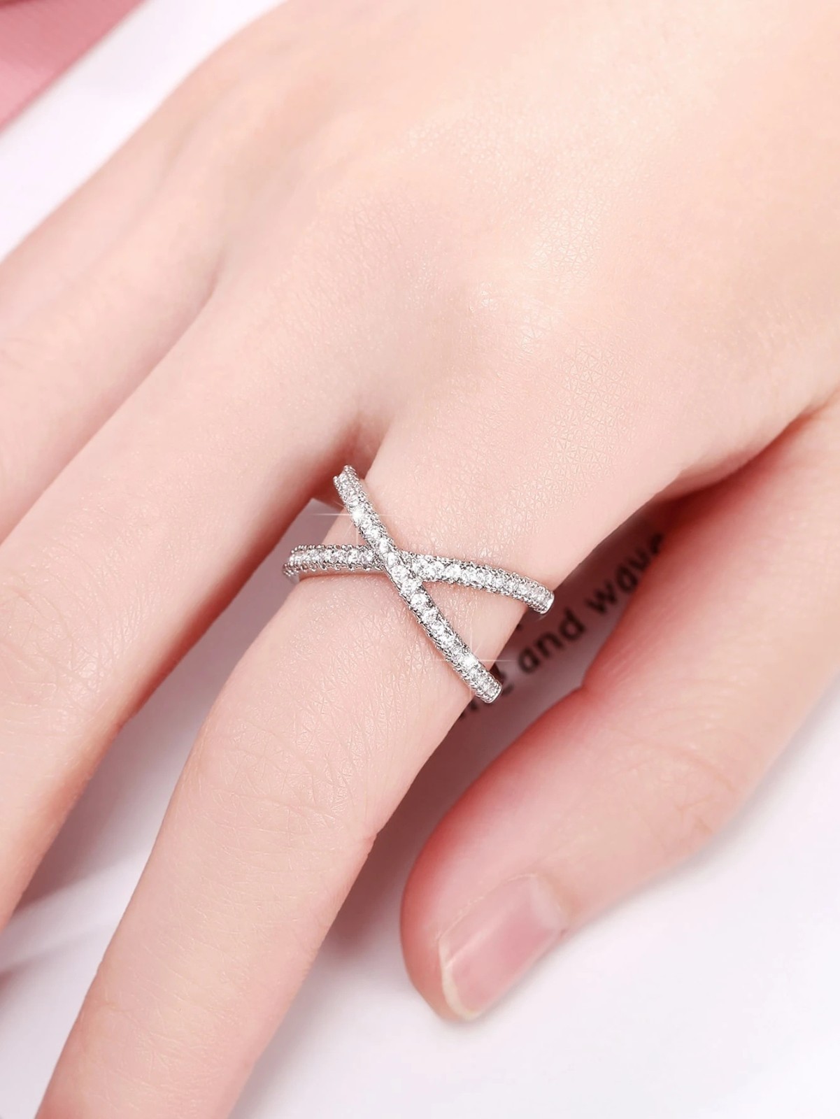 Women’s Criss Cross X Ring CZ Promise Engagement Wedding Band Jewelry Gift