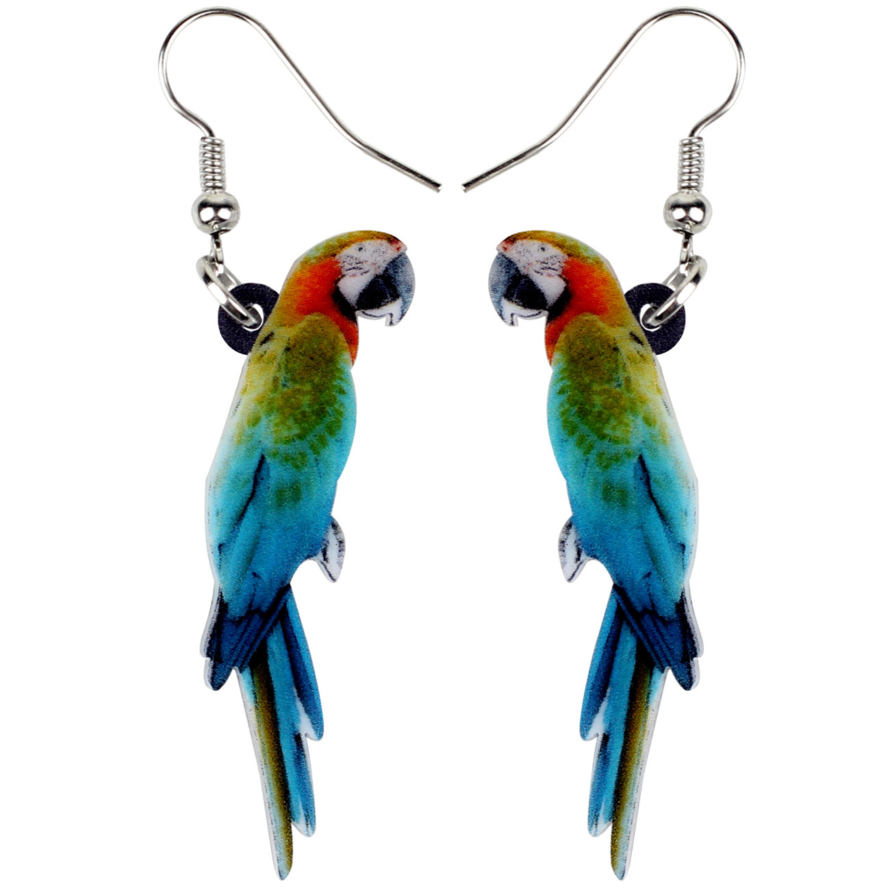 Acrylic Colorful Resting Macaws Parrot Bird Earring Drop Jewelry For Women Charm