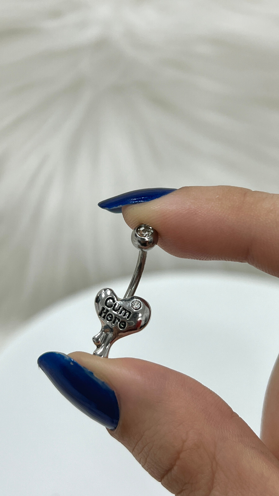 14g Belly Button Rings Heart Shap Barbell Navel Ring Cum Here CZ Navel Piercings