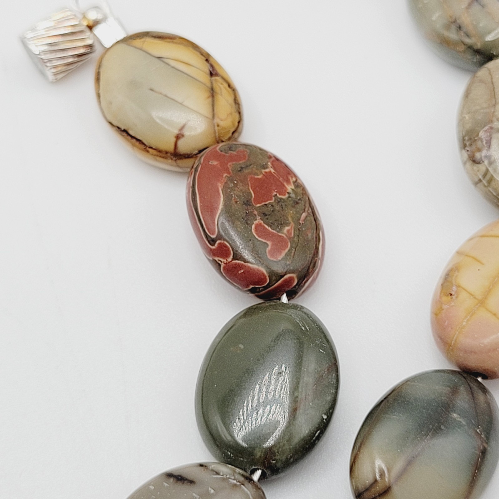 Artisan Picasso Jasper Bead Asymmetric Focal Stone Piccadilly Vtg Necklace 32 in