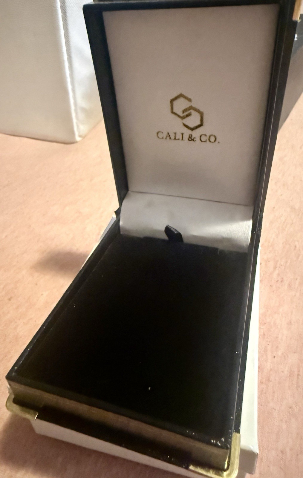 CALI & CO. Lined Jewelry Gift Box, White/Black/Gold Paperboard, 1 Piece