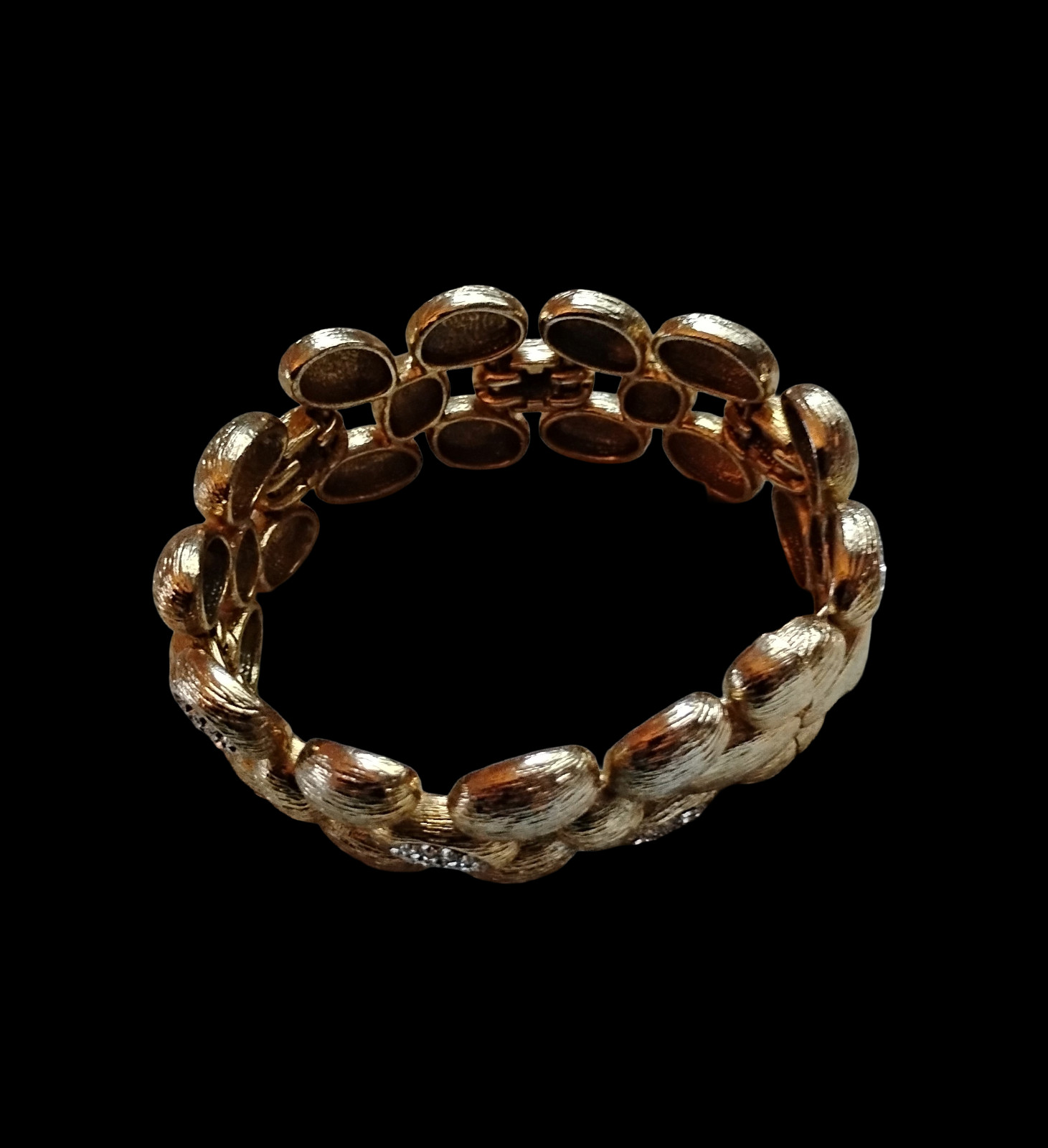 Rhinestone Gold Tone Magnetic Closure Bracelet
