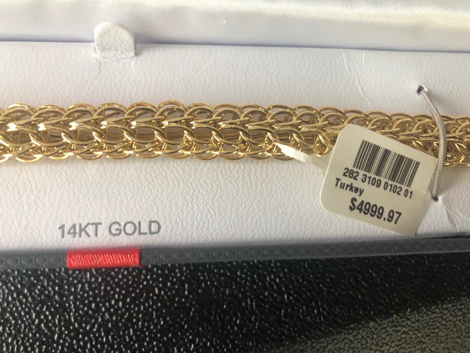 14K Solid Gold woven link hollow bracelet 8″