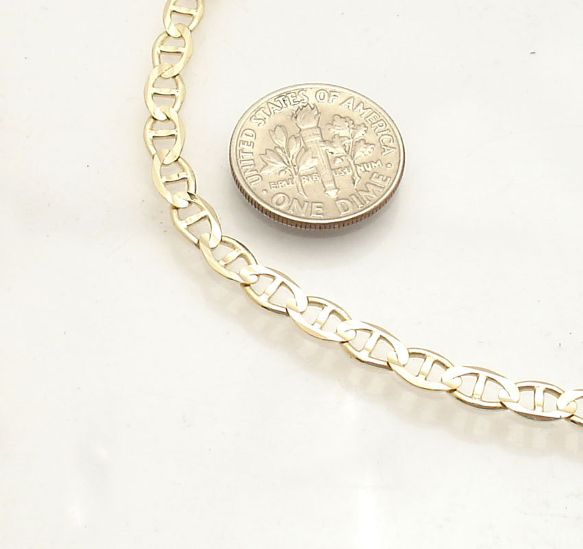 10″ Mariner Anchor Link Ankle Bracelet Anklet Real Solid 14K Yellow Gold