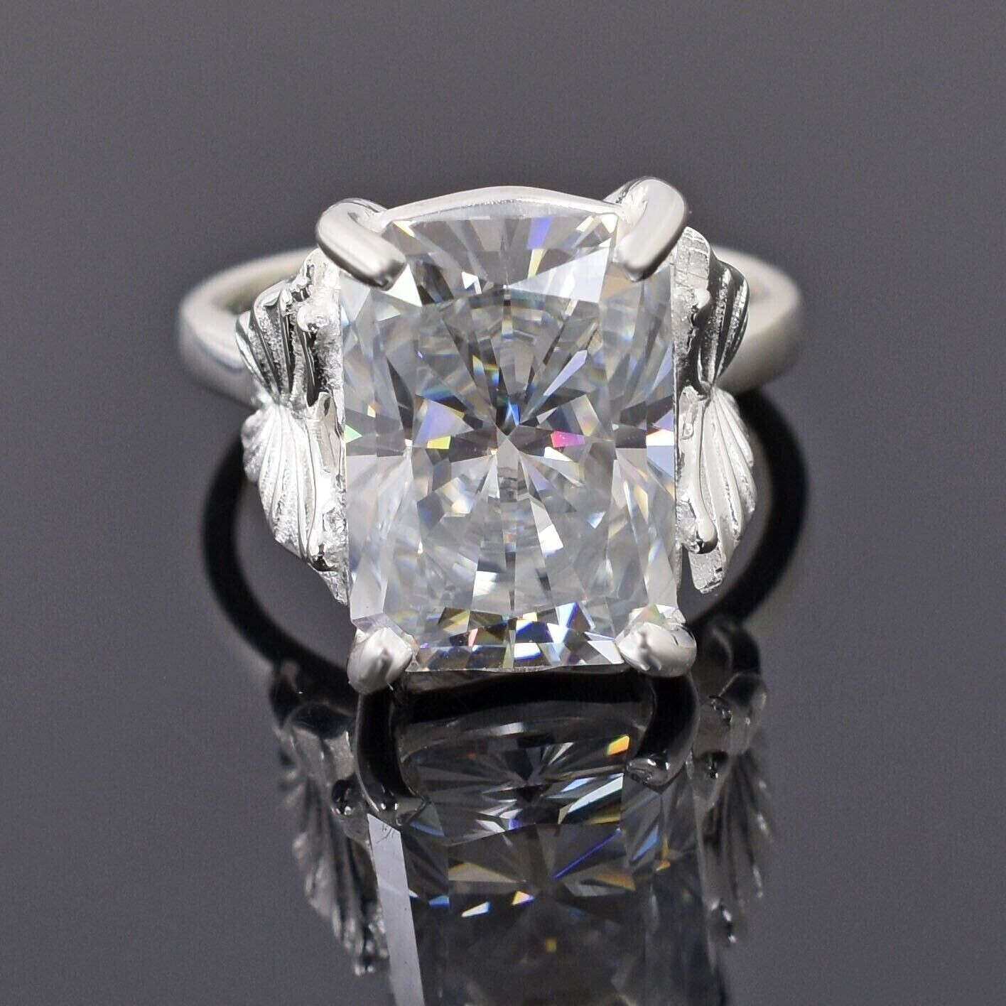 RARE 8.40 Ct Treated Off White Diamond Solitaire Statement Ring,925 Silver