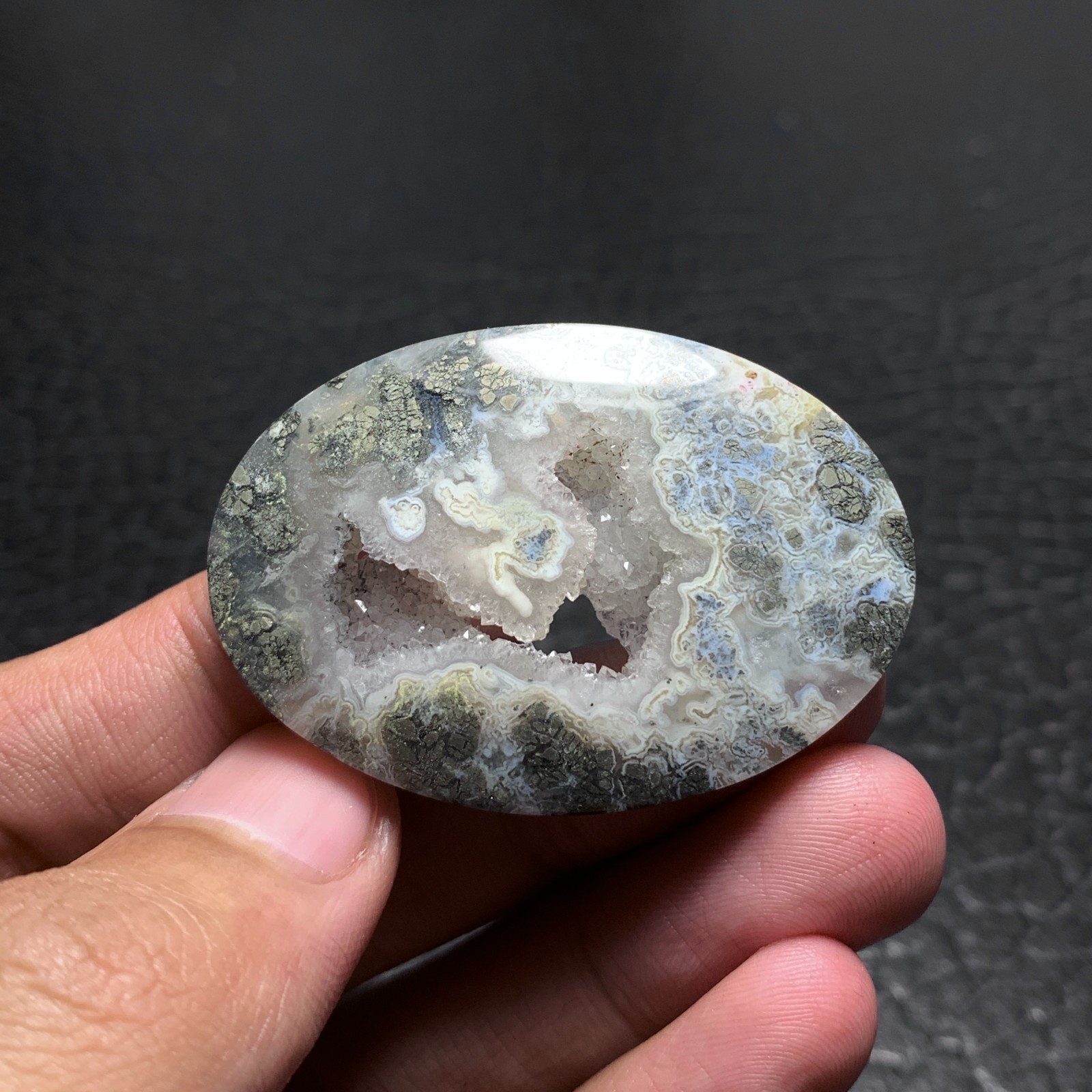 Marcasite Agate Cabochon 45x32x6mm High Quality 65.5 ct