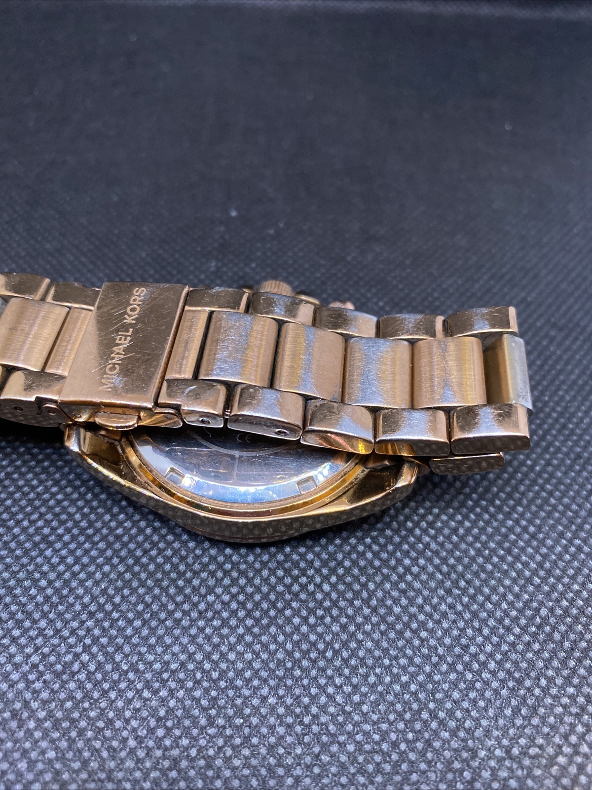 Michael Kors MK-5263 Lady Rose Gold Analog Quartz Chrono Watch Hours~New Battery