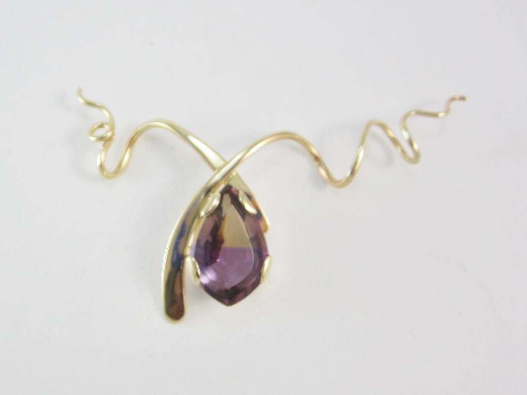 ESTATE LADIES 14K YG AMETRINE SLIDE STYLE PENDANT 14.85CT APPRAISED $2,066.00