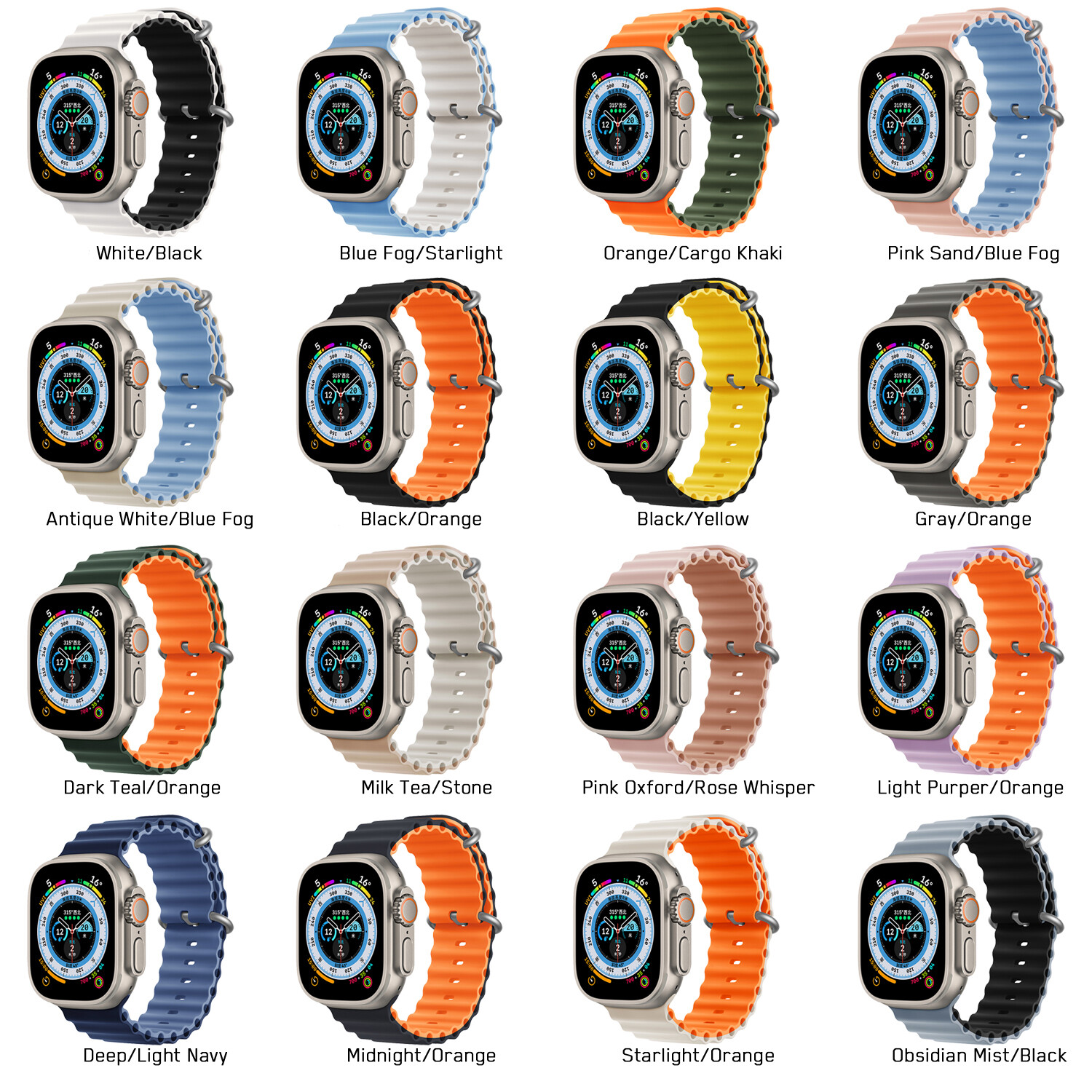 Ocean Band for Apple Watch 11 10 9 8 7 6 Silicone Sport Strap 44/41/45/49mm