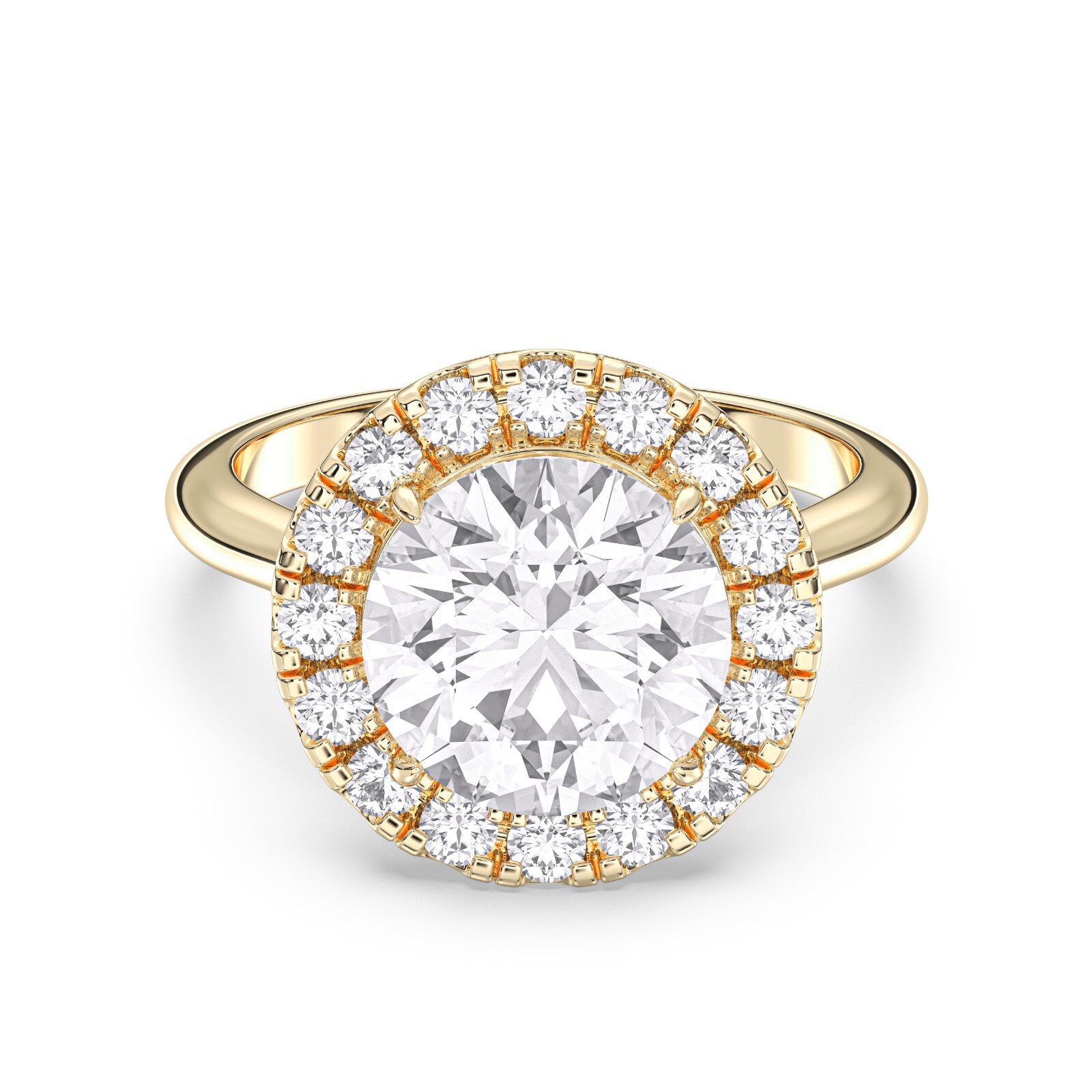 4.70 Carat Round Cut Moissanite Diamond Halo Engagement Ring in Silver For Women