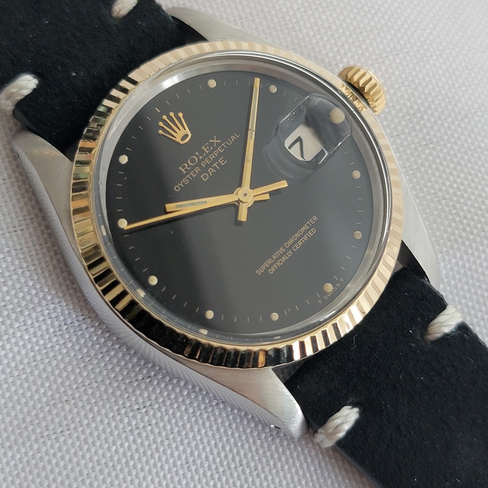 Rolex Oyster Perpetual Date 1500 35mm 14k Gold SS 1970s Mens Automatic RA624B