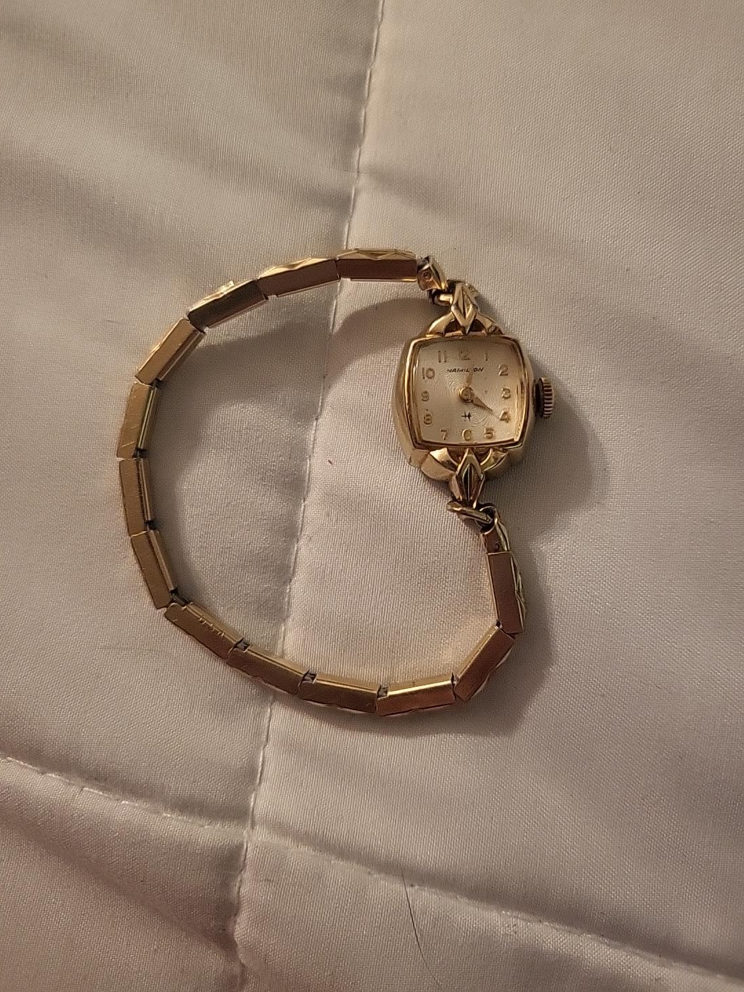 Vintage Hamilton Ladies Mechanical Watch 10K RGP Bezel Kreisler Band Swiss