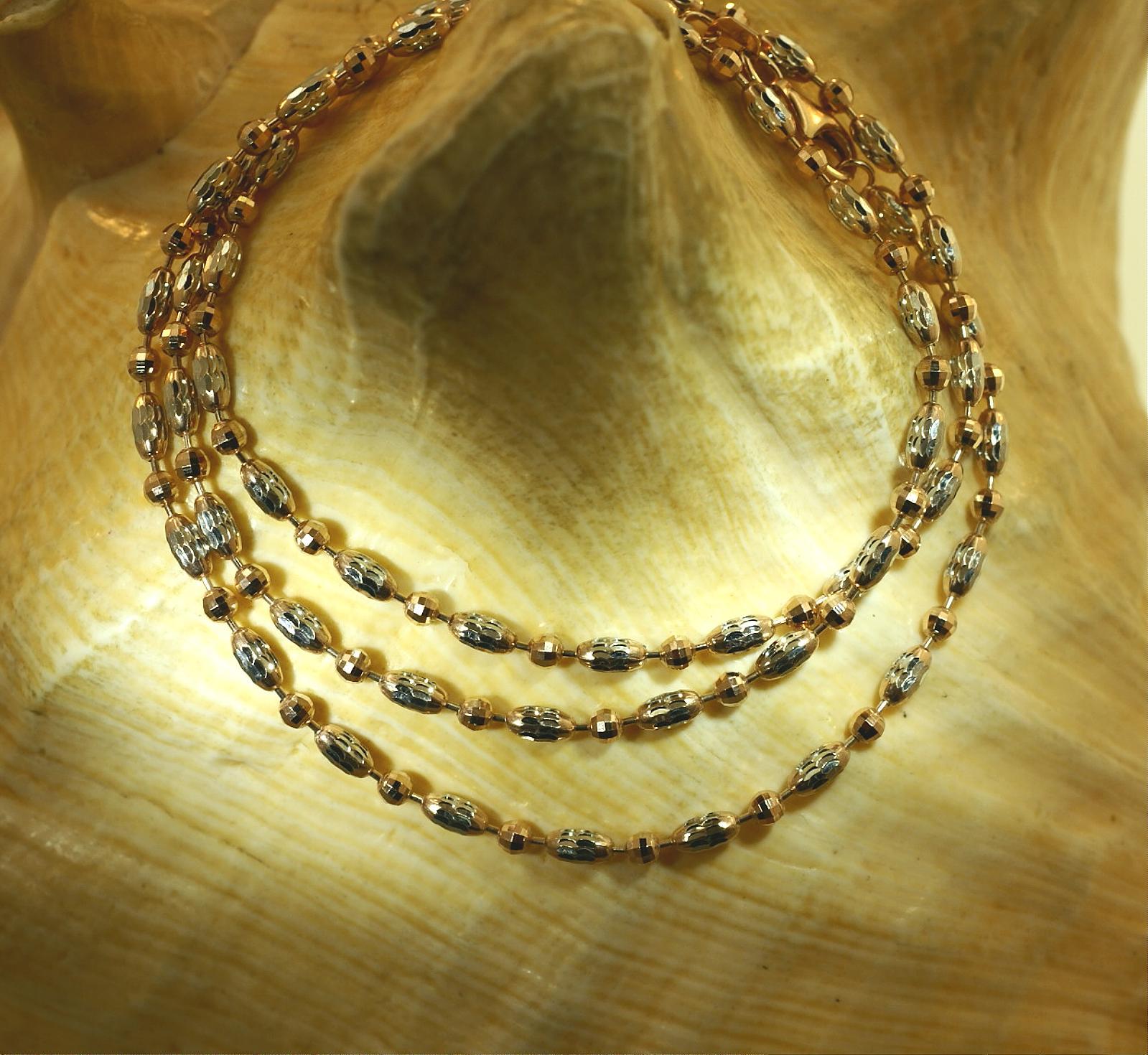 ITALIAN WHITE/ROSE GOLD PLATED 925 SILVER SPARKLY DC OVAL & BALL CHAIN NECKLACE