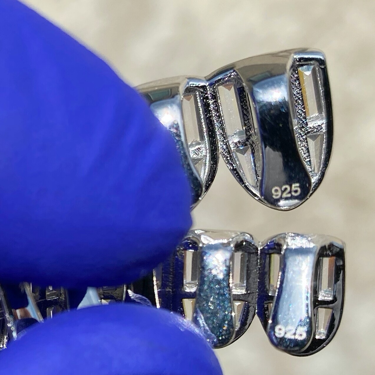 Real 925 Sterling Silver Grillz Set Iced Baguette CZ Flooded Out 6 on 6 Teeth