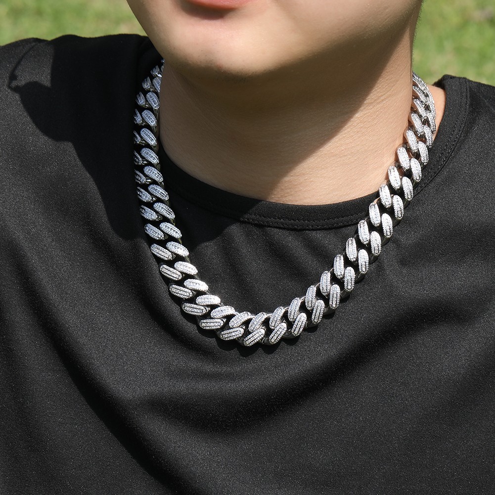 5AAA+ Baguette CZ Ice Out Hop Hip Miami Cuban Chain 14k Real Gold Plated 18MM