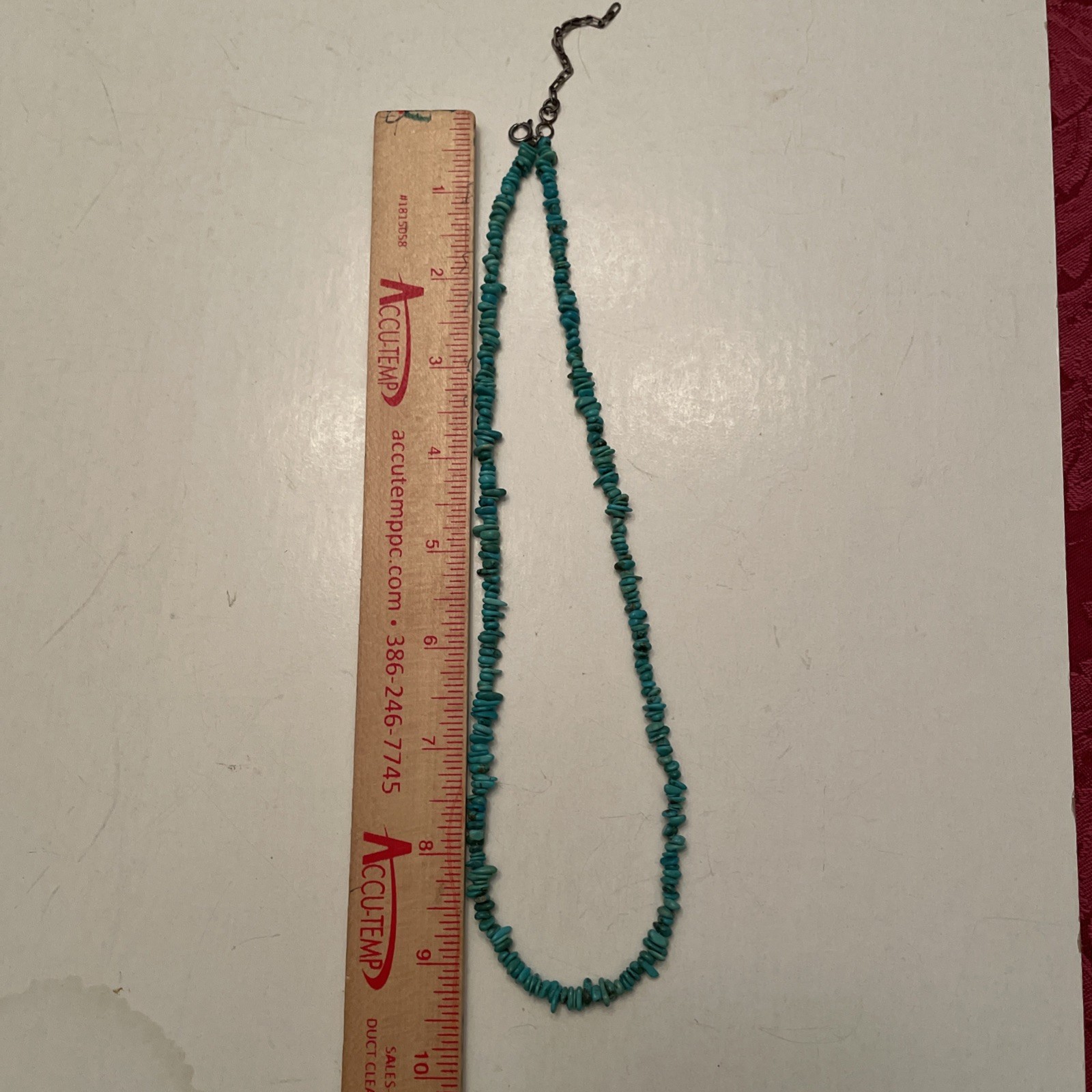 Turquoise Chip Necklace Sterling Silver 18 To 20 Inches Long Nugget Chips