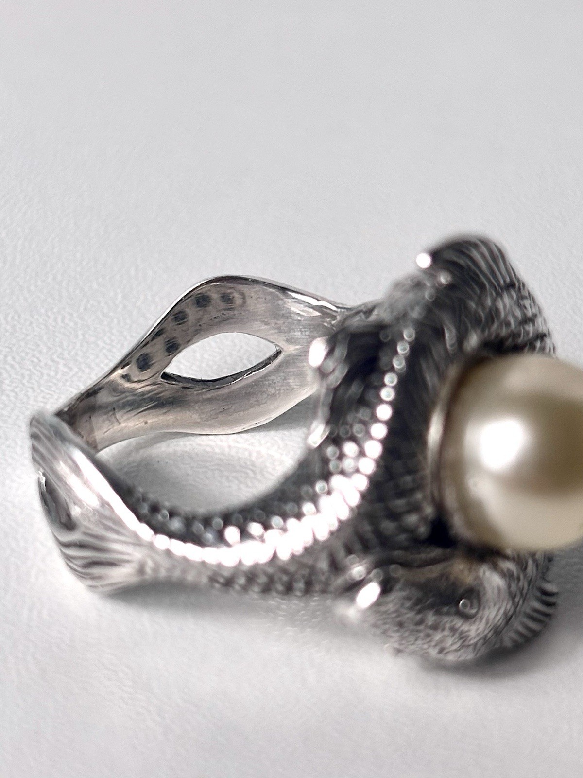 Bali Legacy South Sea Golden Pearl 925 Sterling Koi Fish Ring, Size 7