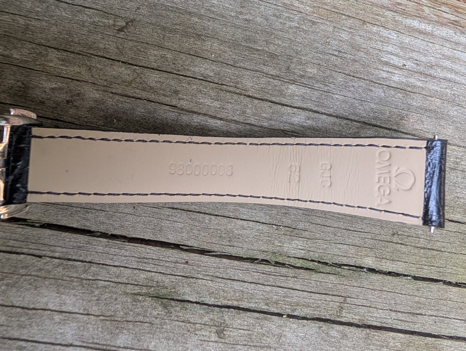 OMEGA Black Leather 20mm x 16mm 98000008 Watch Band Strap Genuine 94521613 Clasp
