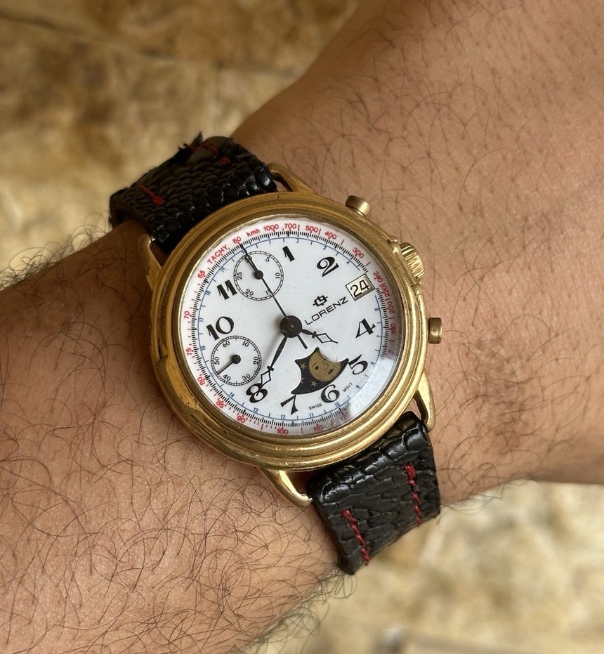 Vintage Lorenz Chronograph Moonphase Valjoux 7768 Mechanical Gold Plated 39mm