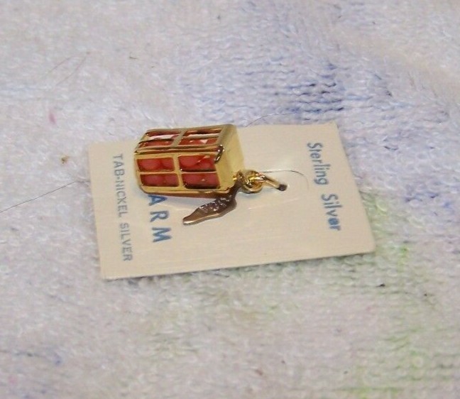 Sterling Silver Charm Vintage Florida Oranges Crate Nickle Tab