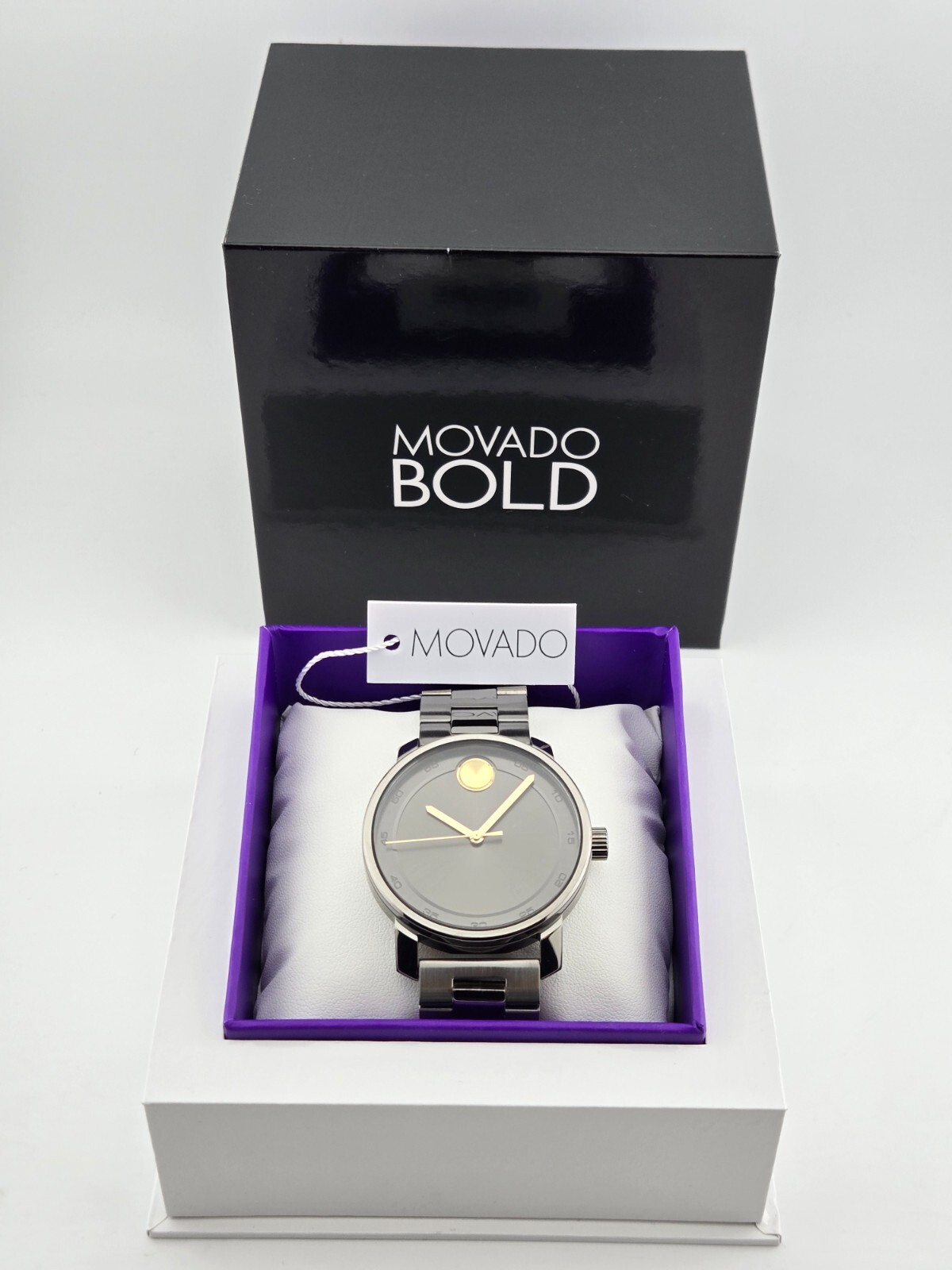 $795 MSRP | Movado Bold Men’s Gray Dial Stainless Steel Watch – 3600913