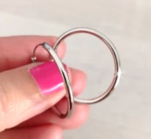 925 GENUINE SILVER *** 1 Pair Thin Hoop Earrings 30mm Dia