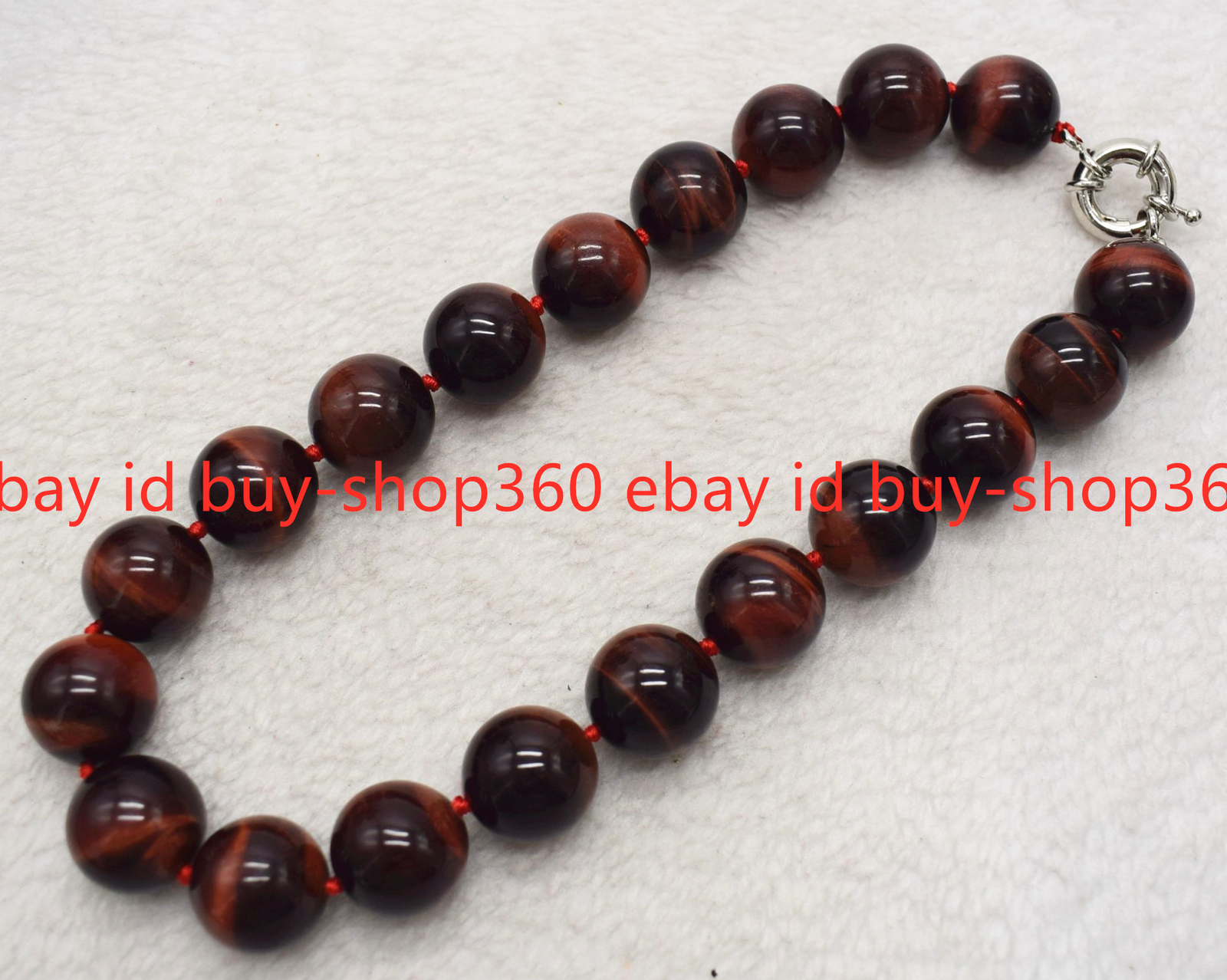 100% Natural 14-20mm Natural Red Tiger’s Eye Gemstone Round Necklace 16-36 in