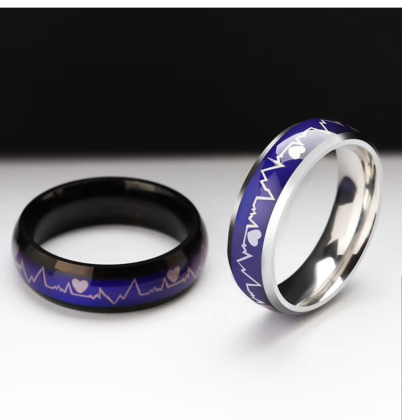 Stainless Steel Non-Tarnish Color Changing Mood Ring Temperature Women Men R47