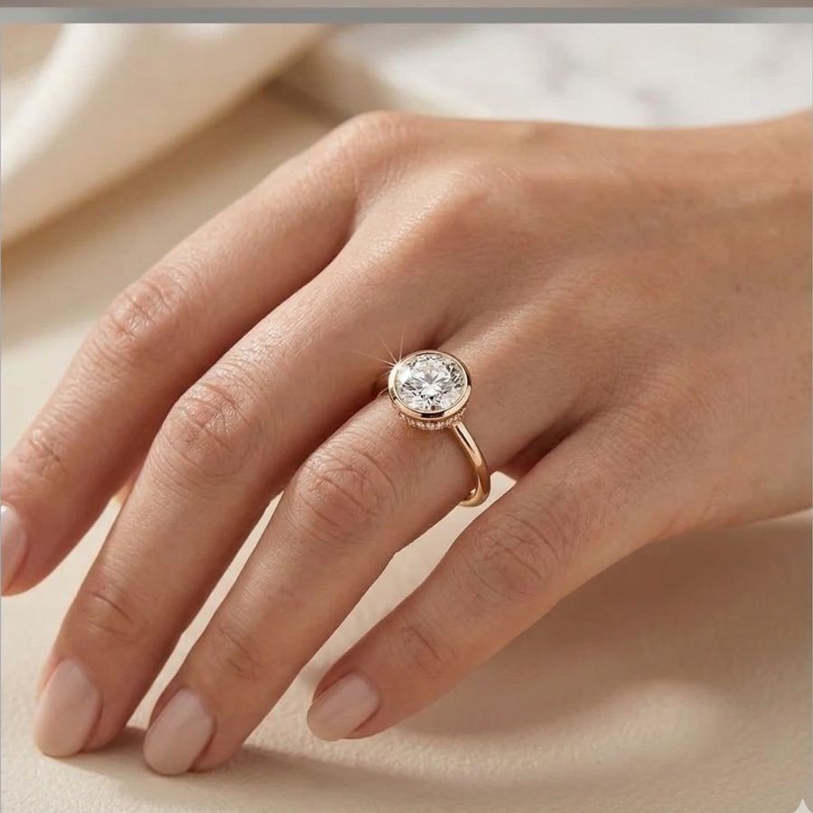 2.30Ct Round-Cut VS1 Lab Grown Diamond Wedding Engagement Ring 14k Yellow Gold