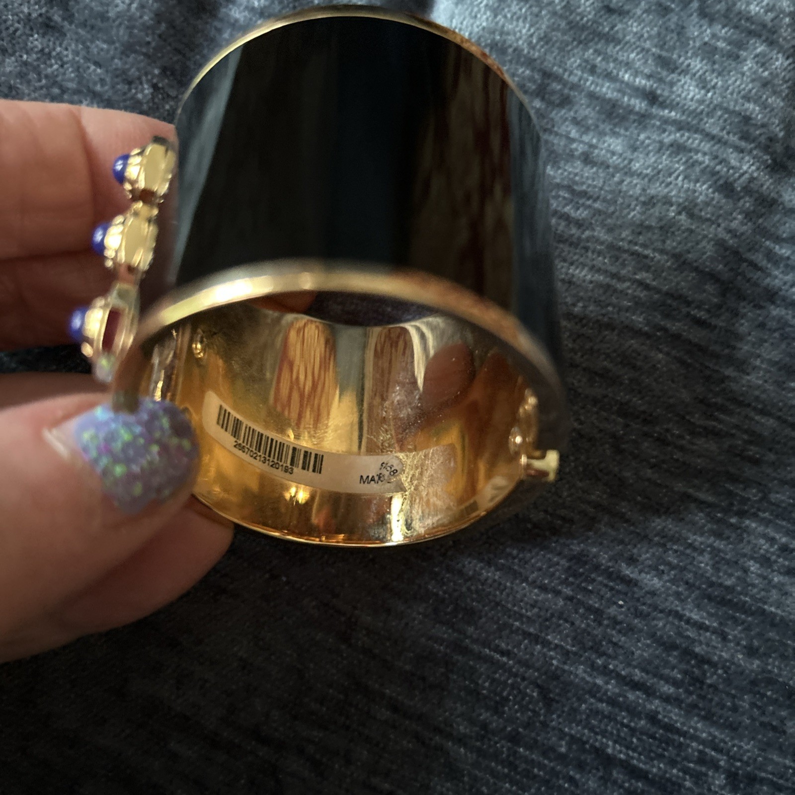 VTG Henri Bendel Cuff Signed Bracelet Stones. Beautiful
