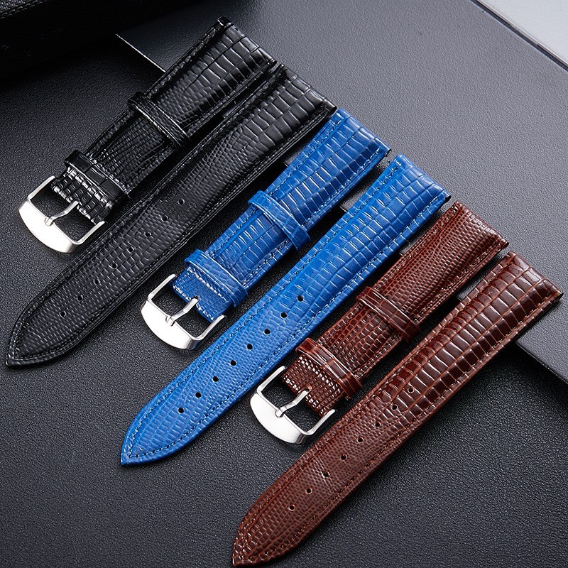 Leather Watch Strap Lizard Pattern Pin Buckle 12mm 14mm 16mm 18mm 20mm