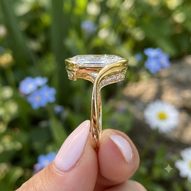2.5 CTW Marquise Cut Moissanite Bypass Engagement Ring In 14k Yellow Gold Plated