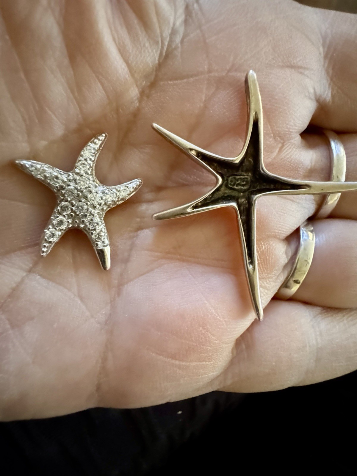 Sterling Silver 925 Bundle Of 2 Starfish Mini Pendants