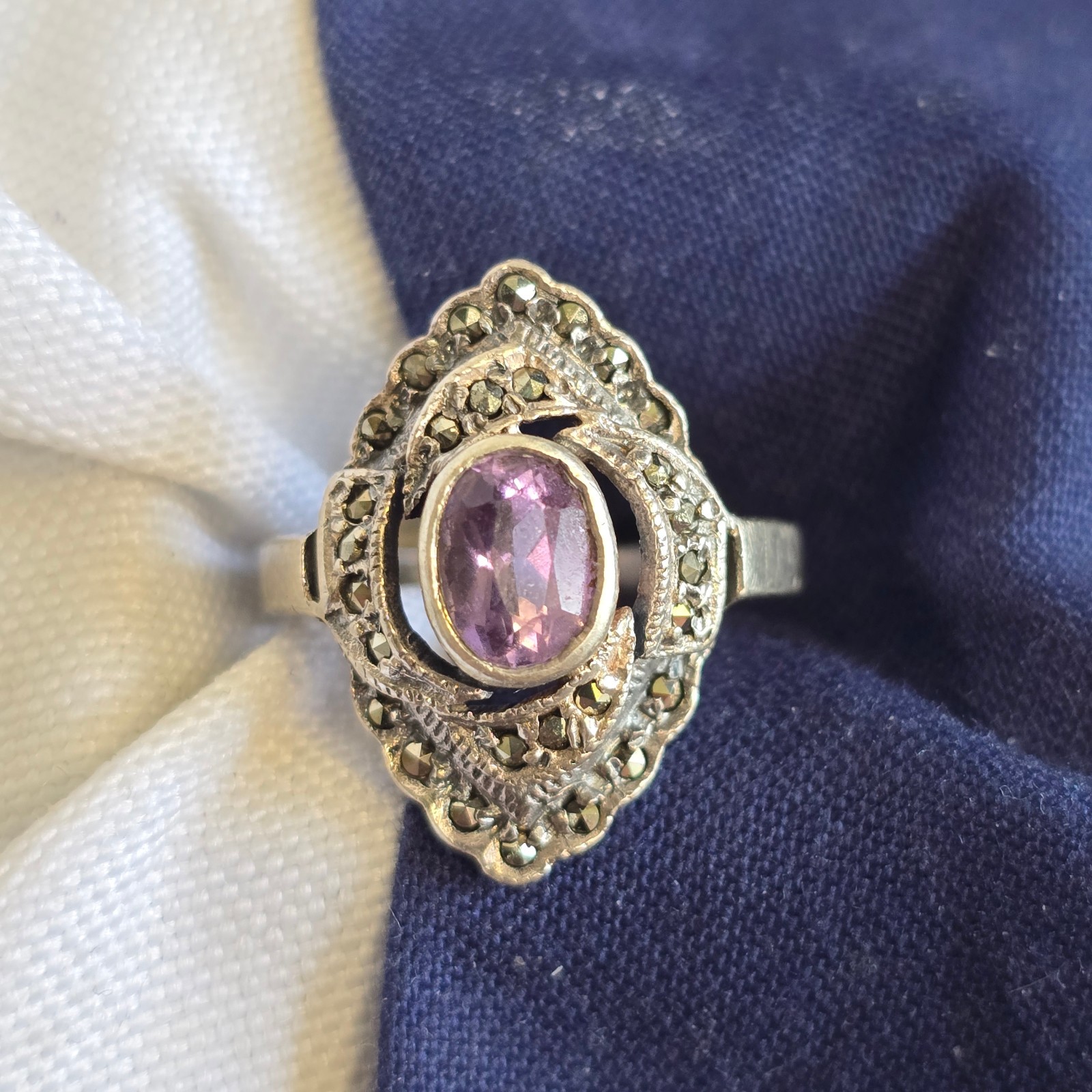 Sterling Silver Ring 3.94g Fine Jewelry Size 5.5 Band Purple Stone *READ*