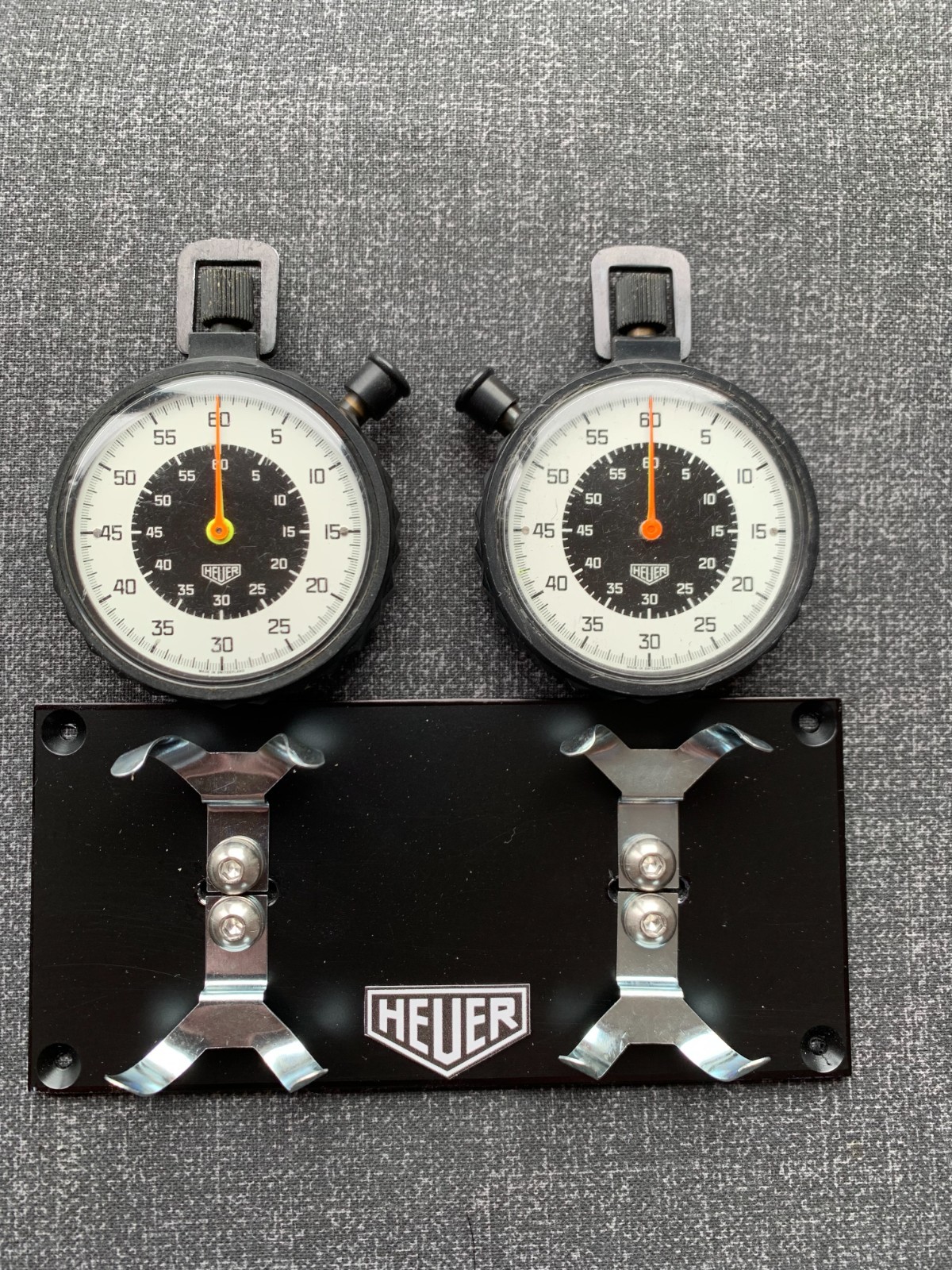 Vintage 61mm Oversize Heuer Serviced Stopwatch Set on a Rally Dash Panel 2