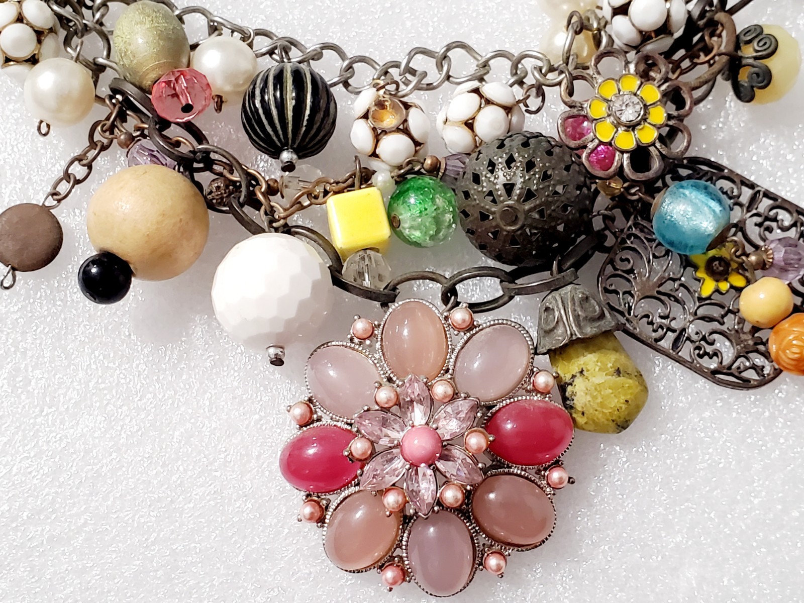 Touch Piece Multi-Charm Statement Necklace