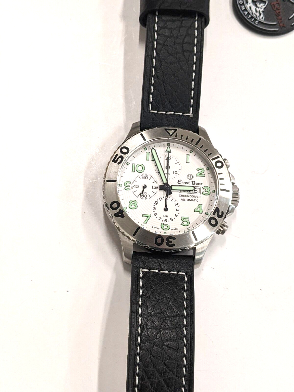 Ernst Benz Chronodiver Watch White Dial 47mm Automatic Retail: $5,800 Preowned