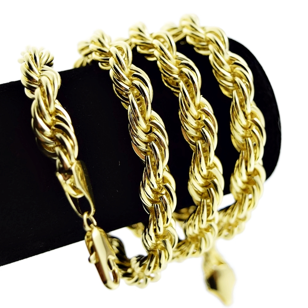 14K Gold Plated Rope Chain 30″ Inch 10 mm Twisted Heavy Dookie Hip Hop Necklace