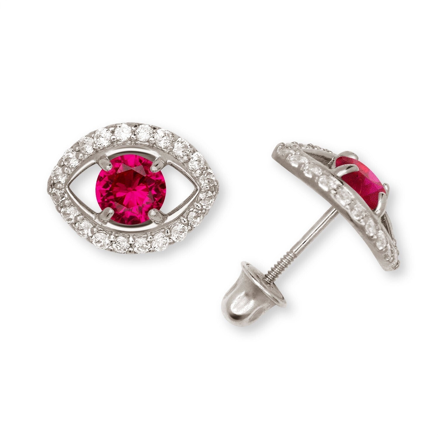 14k Yellow/White CZ Stud Earrings Screwback