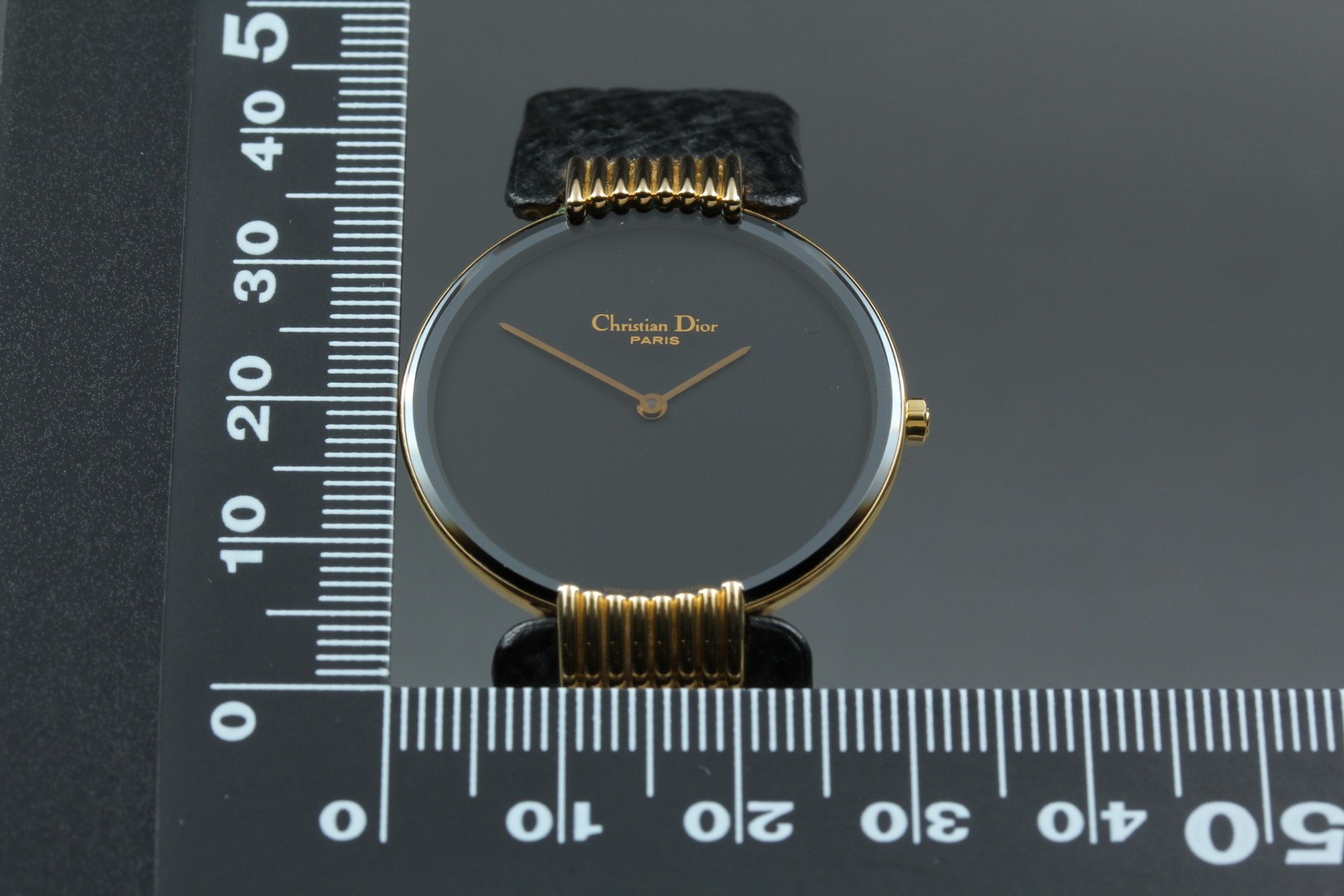 Vintage N MINT Christian Dior Bagheera D47-153-5 Black Dial Qz Mens Watch w/Box